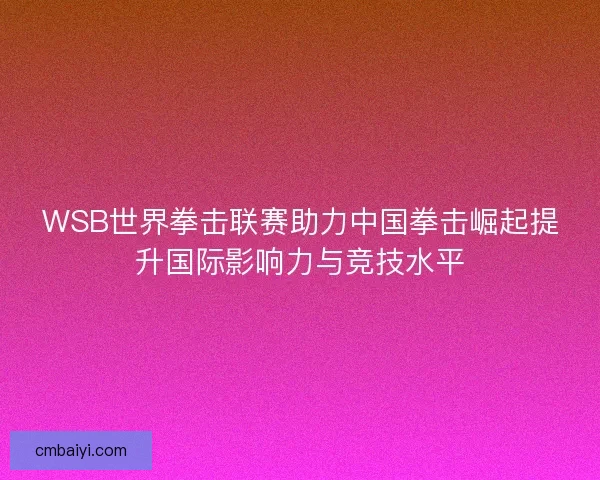 WSB世界拳击联赛助力中国拳击崛起提升国际影响力与竞技水平